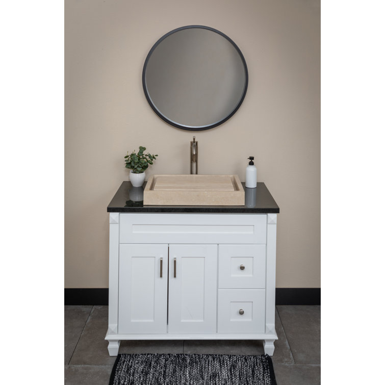 Honed Beige Travertine Rectangular Infinity Pool Vessel Sink