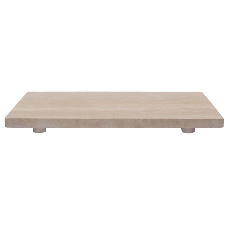 Honed Beige Travertine Rectangular Infinity Pool Vessel Sink