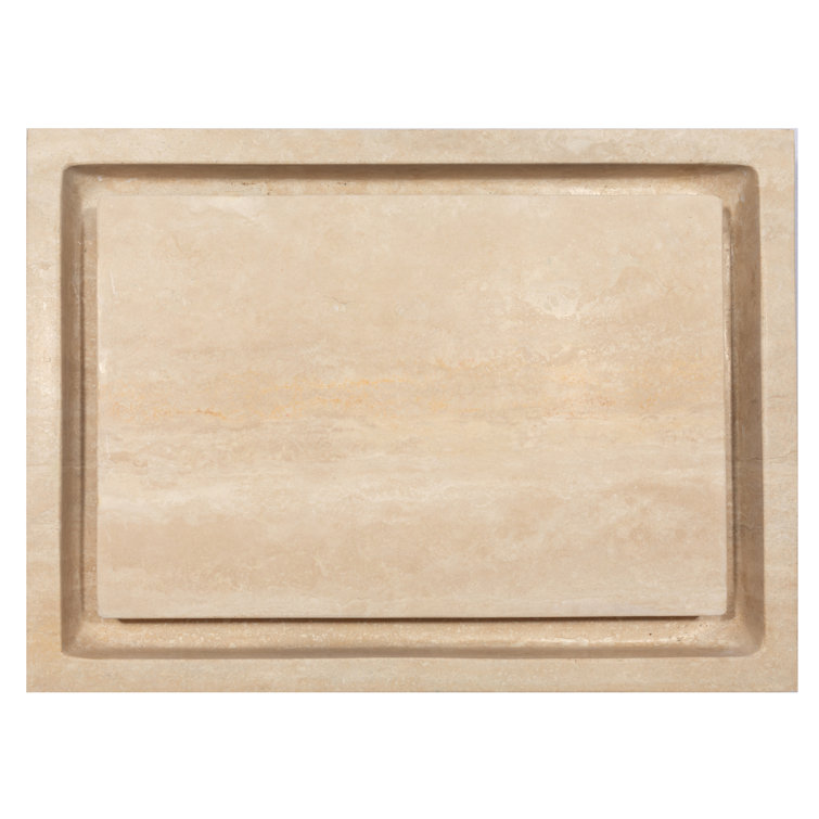 Honed Beige Travertine Rectangular Infinity Pool Vessel Sink