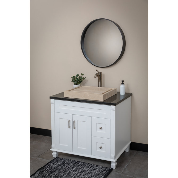 Honed Beige Travertine Rectangular Infinity Pool Vessel Sink