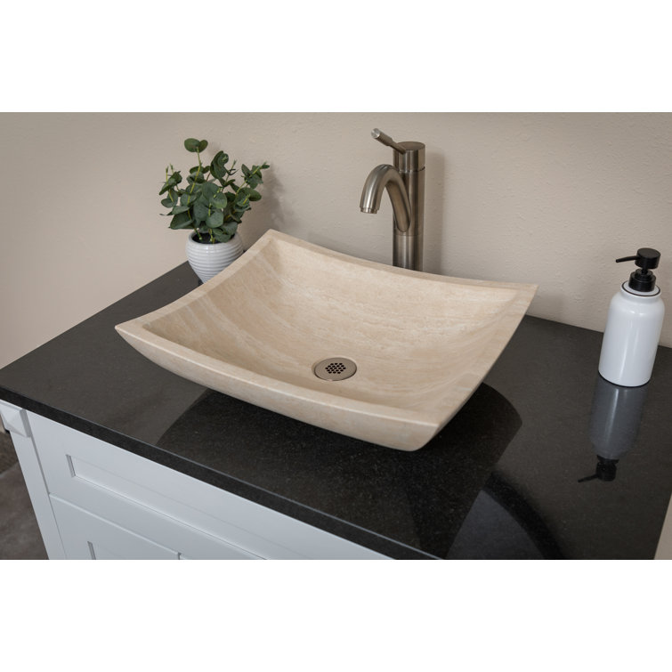 Eden Beige Stone Rectangular Bathroom Sink, 14.75''