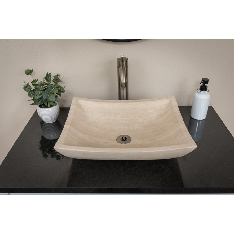 Eden Beige Stone Rectangular Bathroom Sink, 14.75''