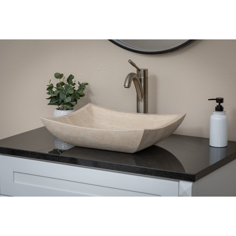 Eden Beige Stone Rectangular Bathroom Sink, 14.75''