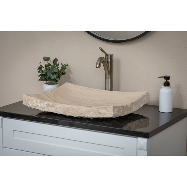 Zen 21'' Beige Stone Rectangular Bathroom Sink