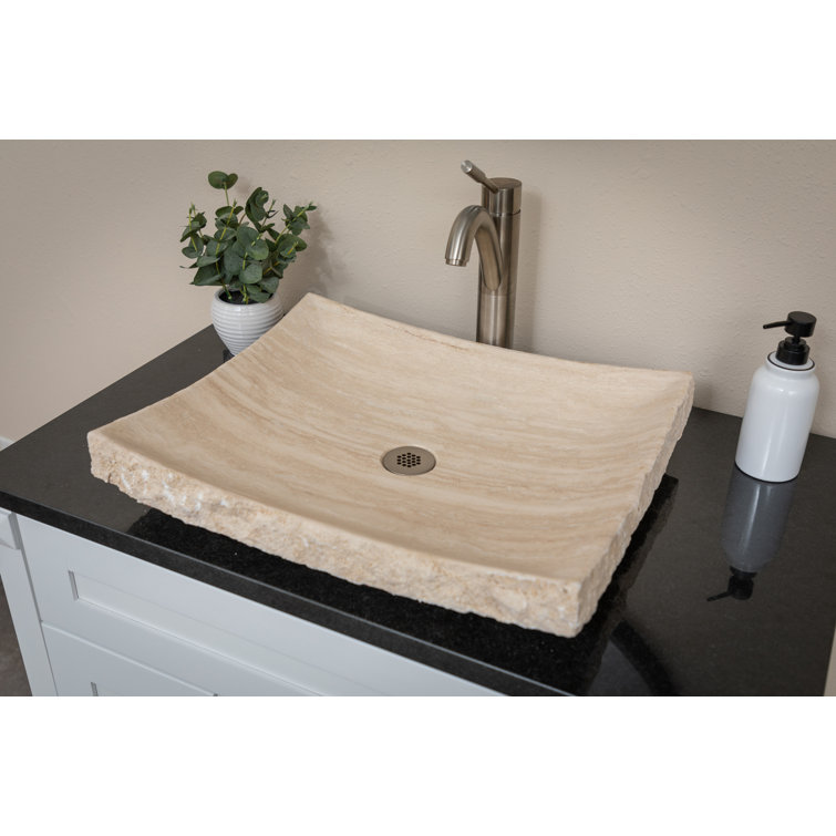 Zen 21'' Beige Stone Rectangular Bathroom Sink