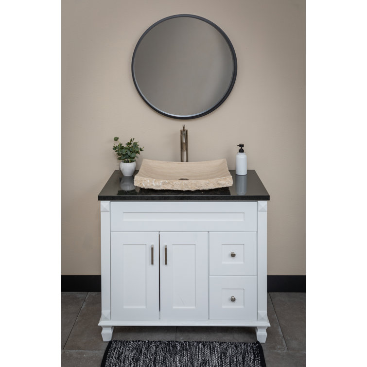 Zen 21'' Beige Stone Rectangular Bathroom Sink