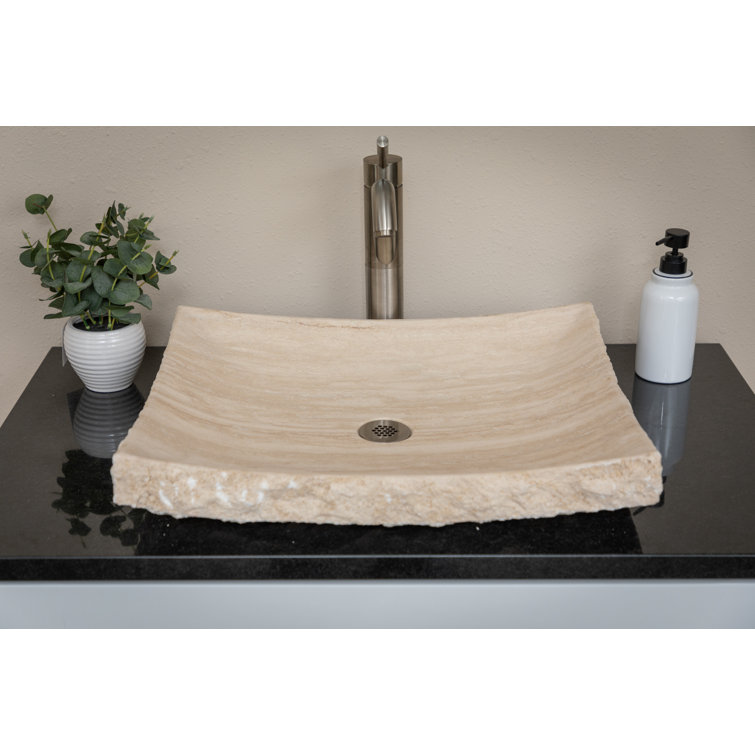 Zen 21'' Beige Stone Rectangular Bathroom Sink
