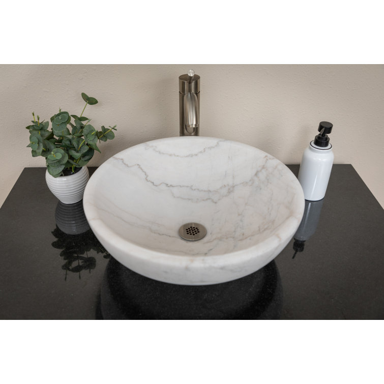Echo 17'' Honed White Marble Circular Bathroom Sink