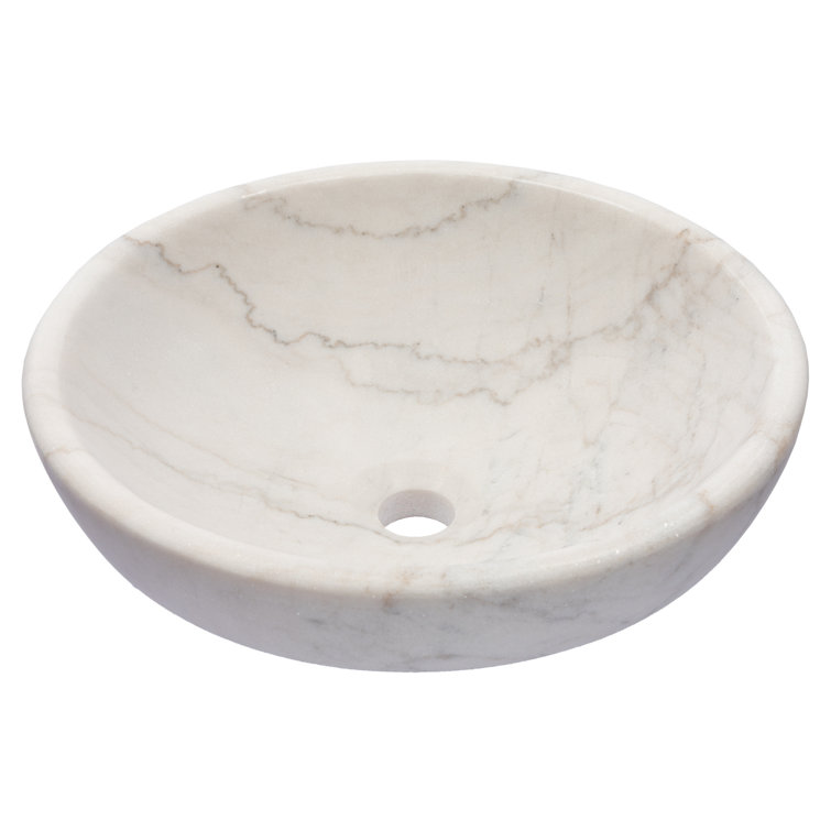 Echo 17'' Honed White Marble Circular Bathroom Sink