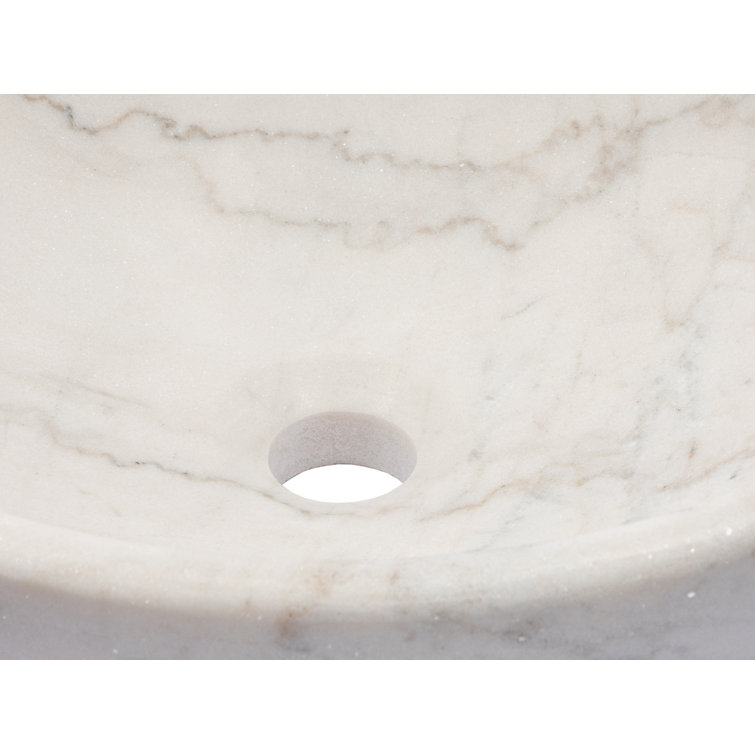 Echo 17'' Honed White Marble Circular Bathroom Sink