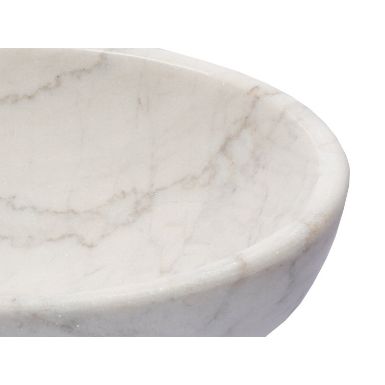 Echo 17'' Honed White Marble Circular Bathroom Sink