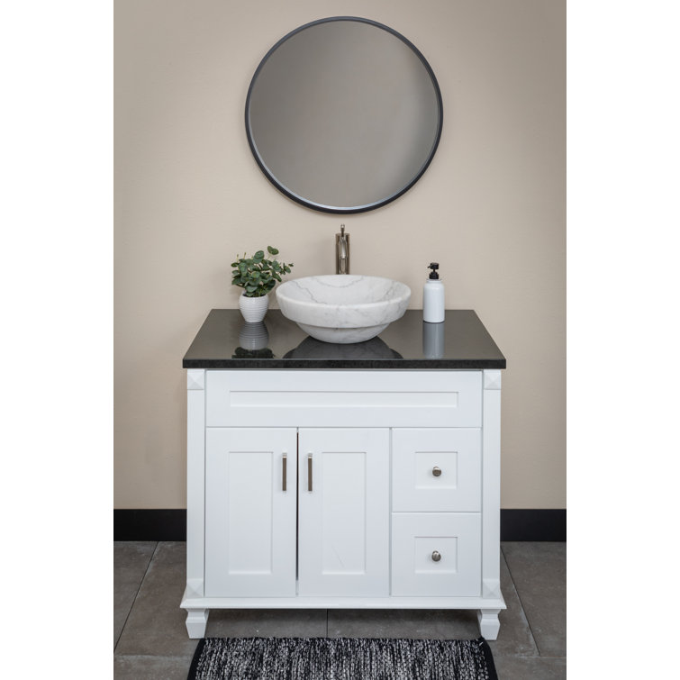 Echo 17'' Honed White Marble Circular Bathroom Sink
