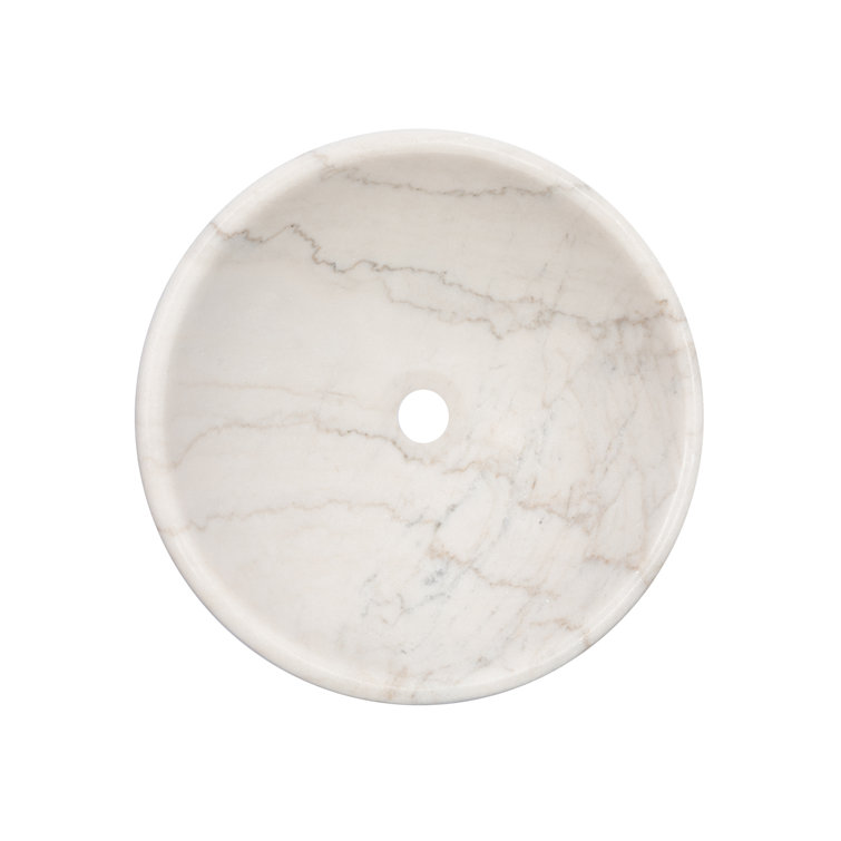 Echo 17'' Honed White Marble Circular Bathroom Sink