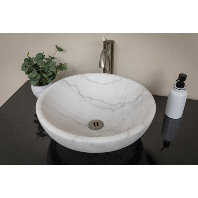Echo 17'' Honed White Marble Circular Bathroom Sink