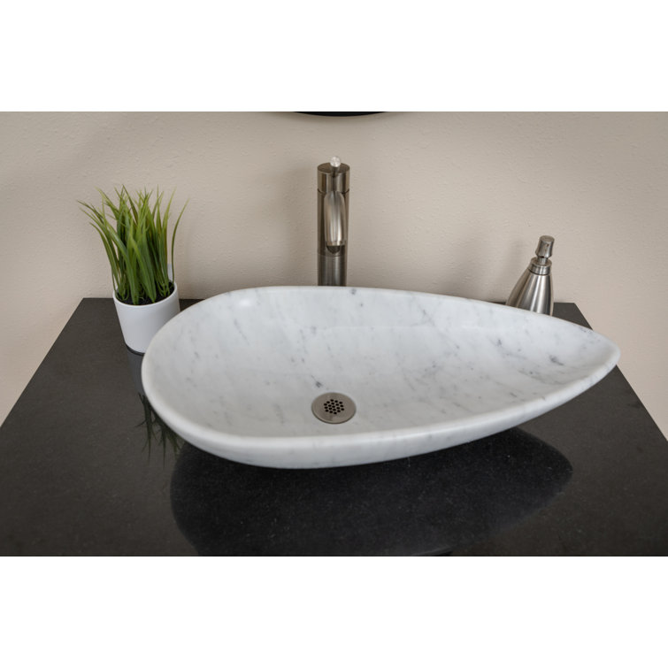 Carrara White Marble 25'' Pod Shaped Vessel Sink
