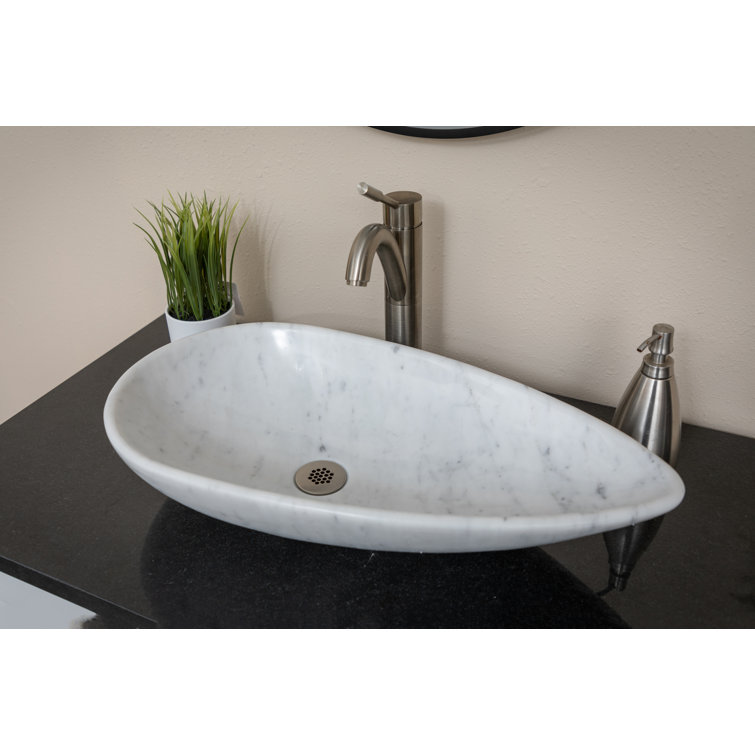 Carrara White Marble 25'' Pod Shaped Vessel Sink