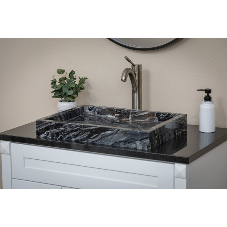 Charcoal Gray Stone Rectangular Vessel Bathroom Sink