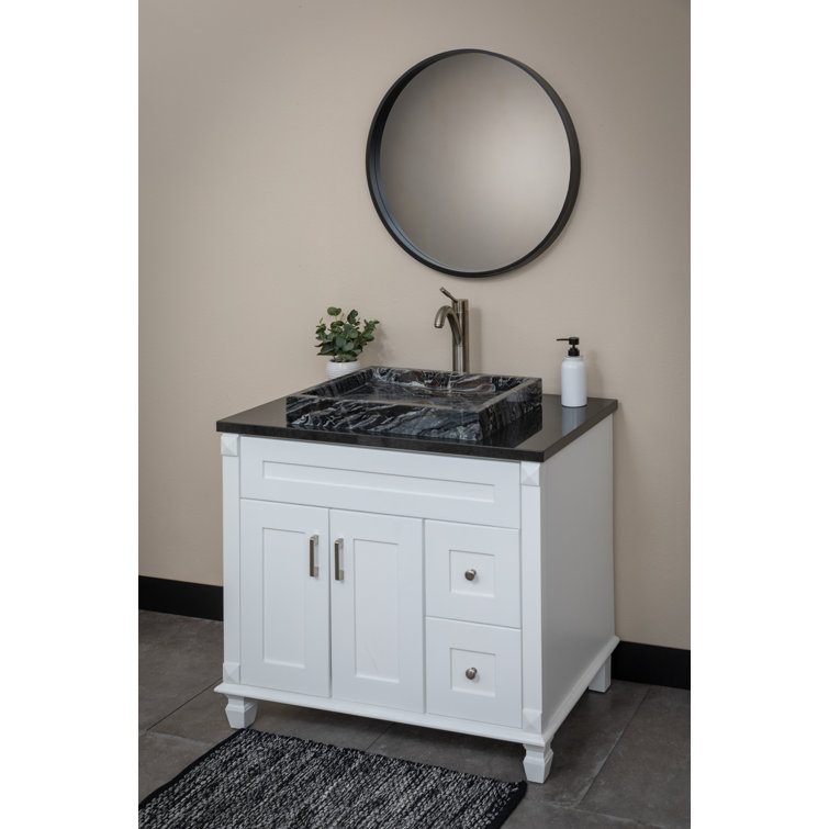 Charcoal Gray Stone Rectangular Vessel Bathroom Sink