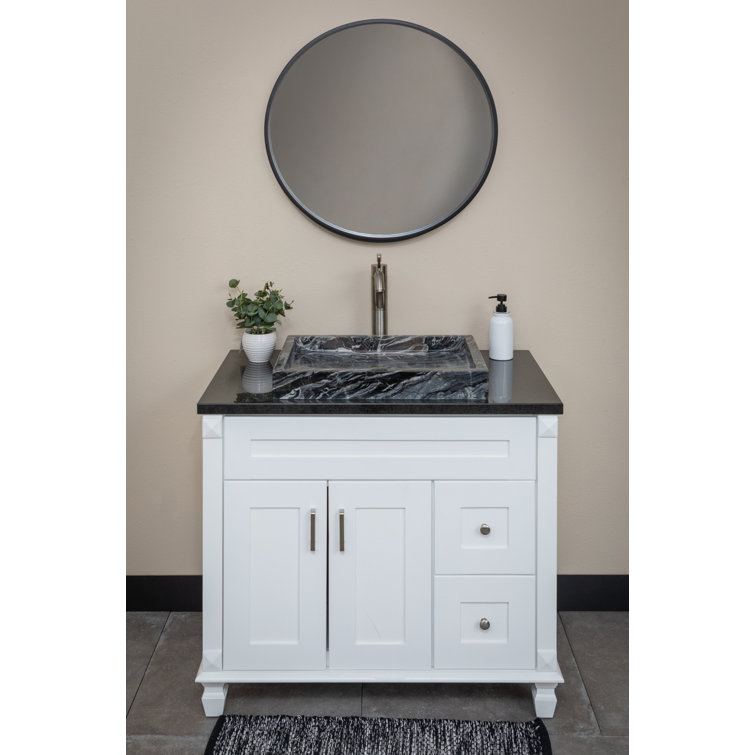 Charcoal Gray Stone Rectangular Vessel Bathroom Sink