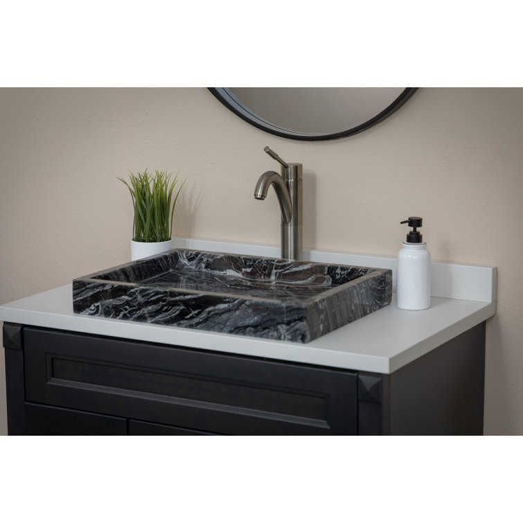 Charcoal Gray Stone Rectangular Vessel Bathroom Sink