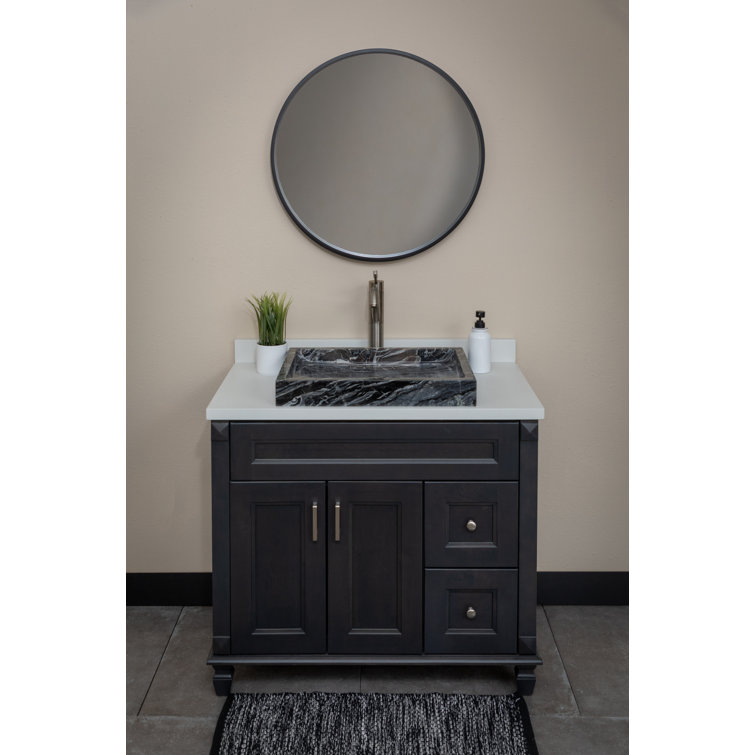 Charcoal Gray Stone Rectangular Vessel Bathroom Sink