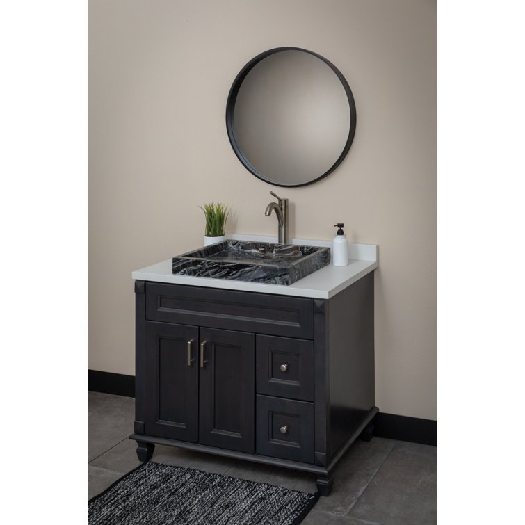 Charcoal Gray Stone Rectangular Vessel Bathroom Sink