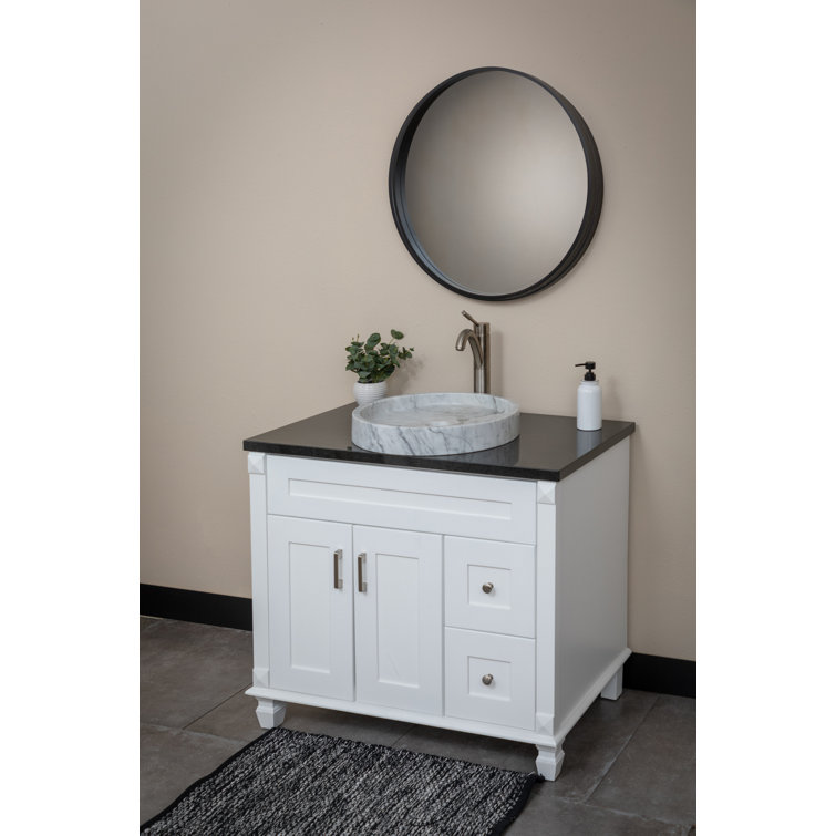 Polished White Carrara Marble Round Bathroom Sink