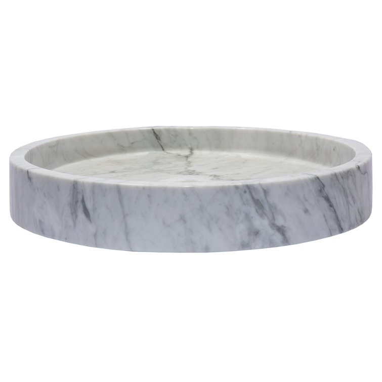 Polished White Carrara Marble Round Bathroom Sink