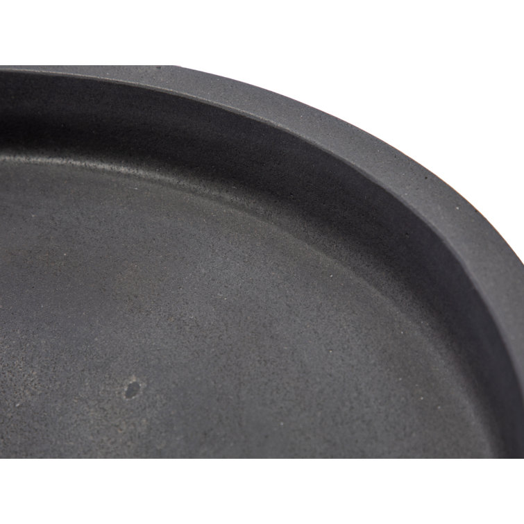 Sleek Honed Black Lava Stone 18'' Circular Vessel Bathroom Sink