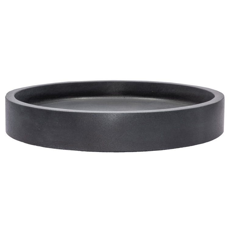 Sleek Honed Black Lava Stone 18'' Circular Vessel Bathroom Sink