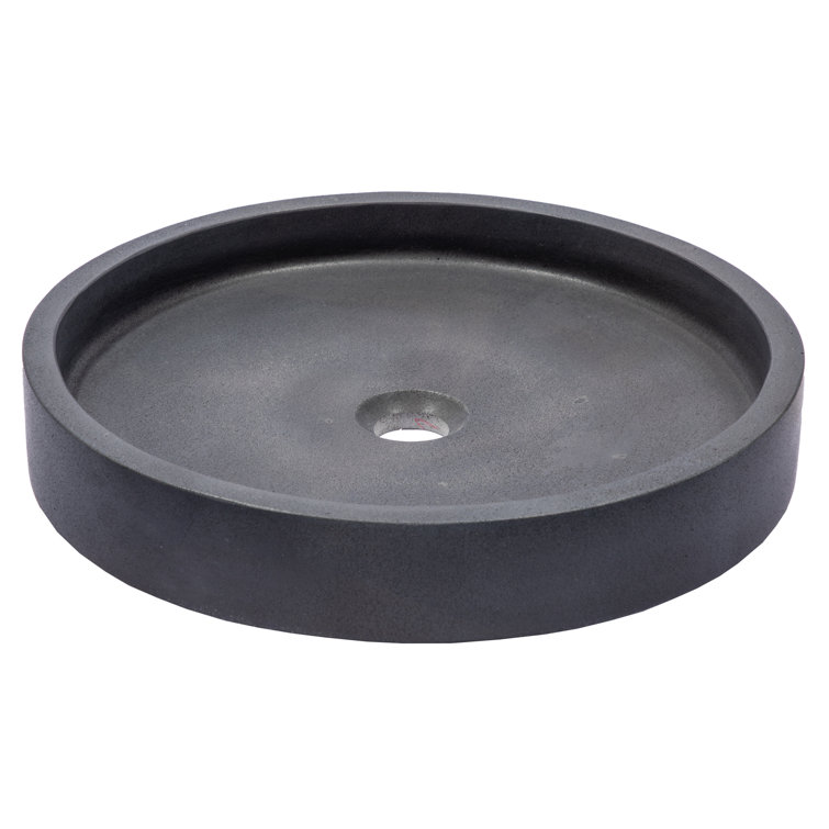 Sleek Honed Black Lava Stone 18'' Circular Vessel Bathroom Sink
