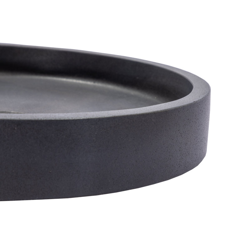 Sleek Honed Black Lava Stone 18'' Circular Vessel Bathroom Sink