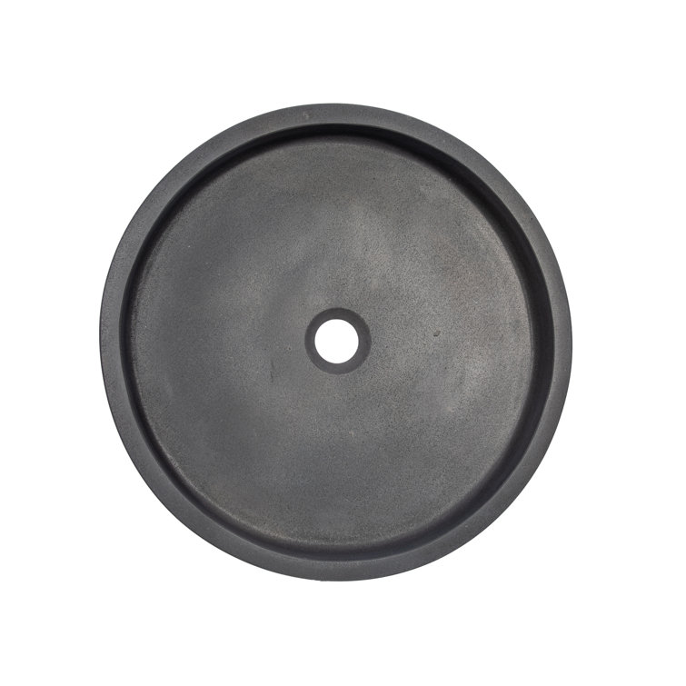 Sleek Honed Black Lava Stone 18'' Circular Vessel Bathroom Sink