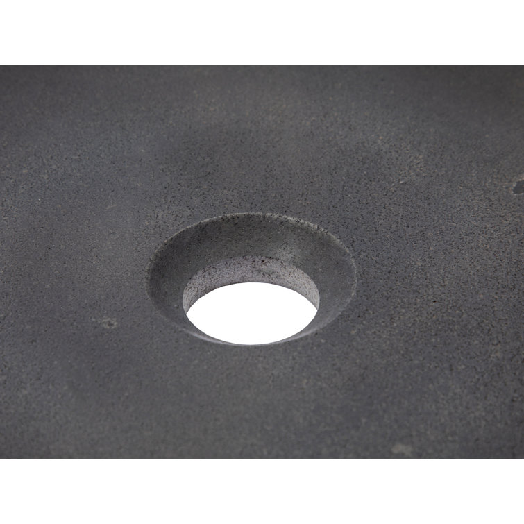 Sleek Honed Black Lava Stone 18'' Circular Vessel Bathroom Sink