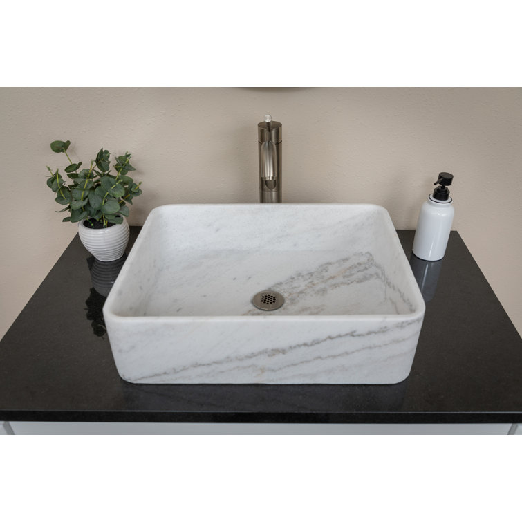 Guanxi White Marble Rectangular Vessel Bathroom Sink