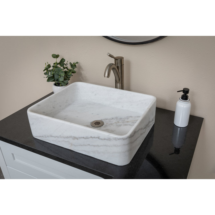 Guanxi White Marble Rectangular Vessel Bathroom Sink