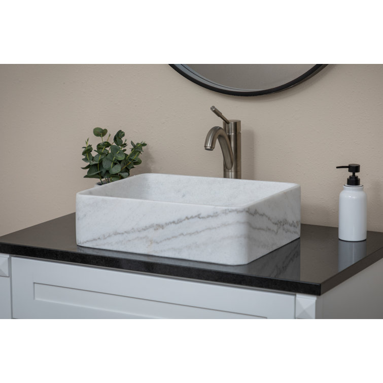 Guanxi White Marble Rectangular Vessel Bathroom Sink
