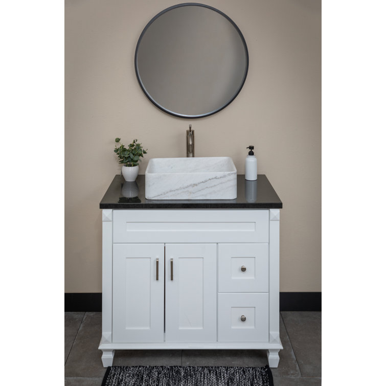 Guanxi White Marble Rectangular Vessel Bathroom Sink