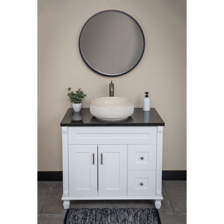 Eden Beige Marble 17'' Round Vessel Sink with Hammered Exterior