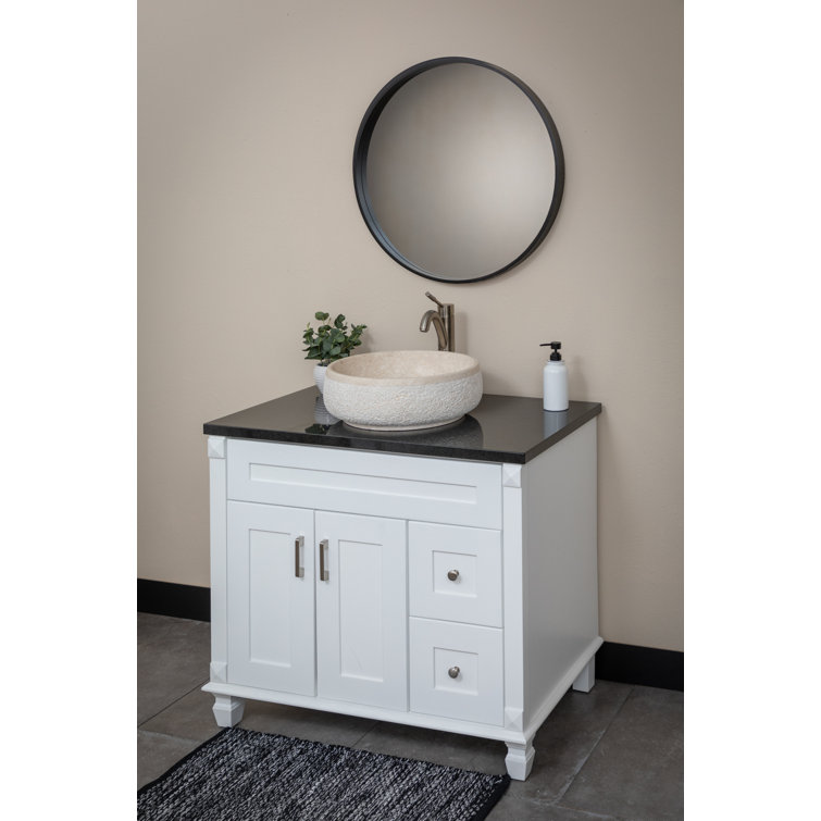 Eden Beige Marble 17'' Round Vessel Sink with Hammered Exterior
