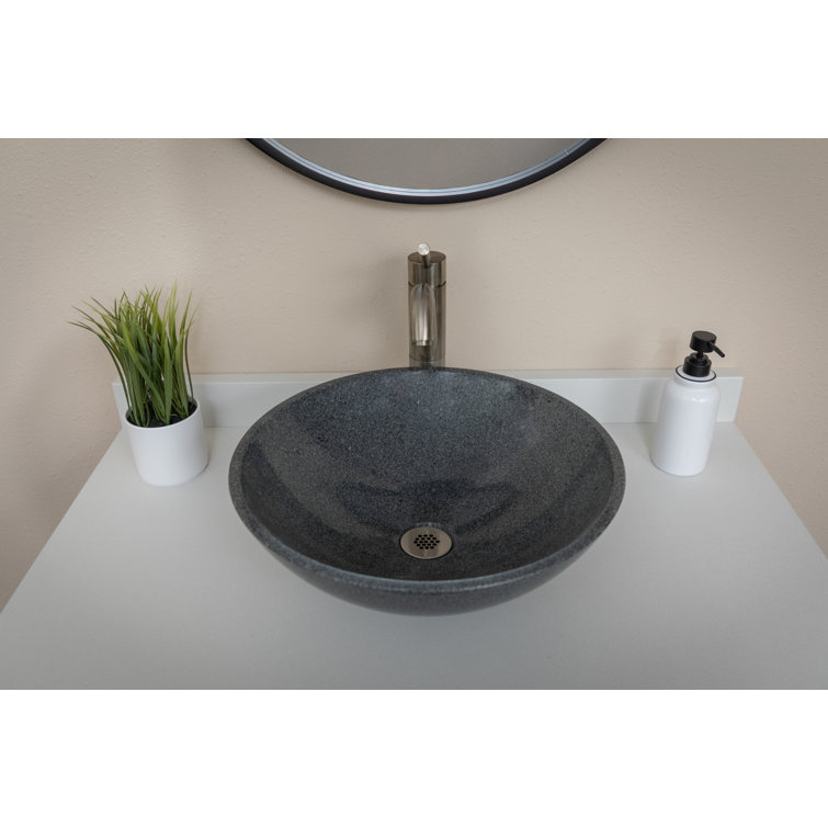 Sesame Gray Granite Circular Wall-Mount Bathroom Sink