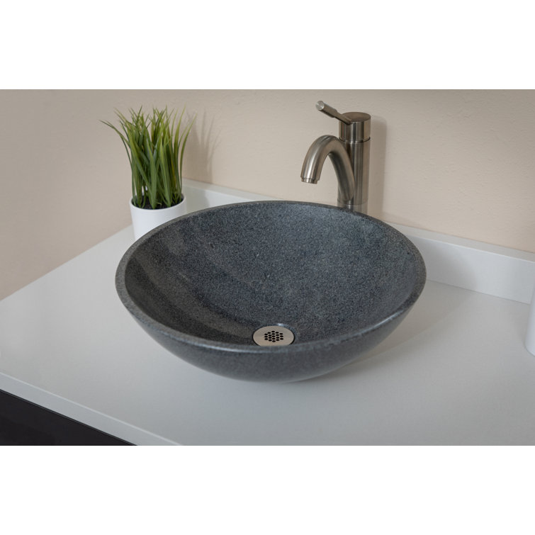 Sesame Gray Granite Circular Wall-Mount Bathroom Sink