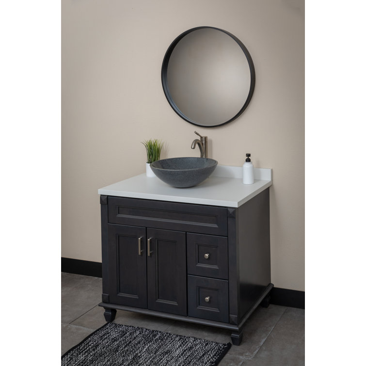 Sesame Gray Granite Circular Wall-Mount Bathroom Sink