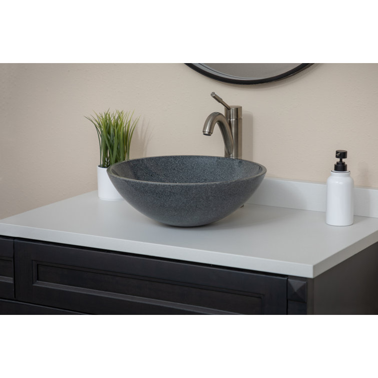 Sesame Gray Granite Circular Wall-Mount Bathroom Sink