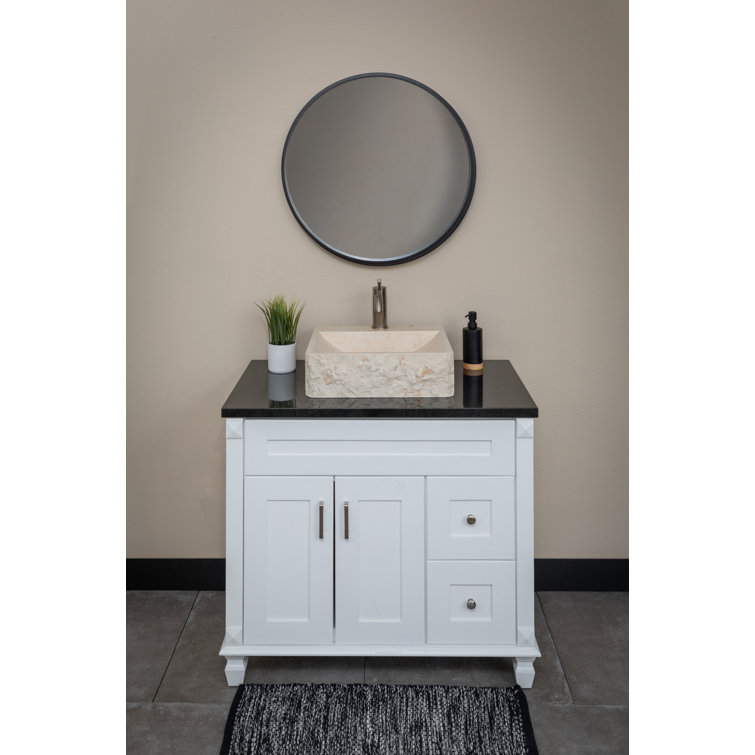Ivory and Gray Marble Rectangular Bathroom Vessel Sink