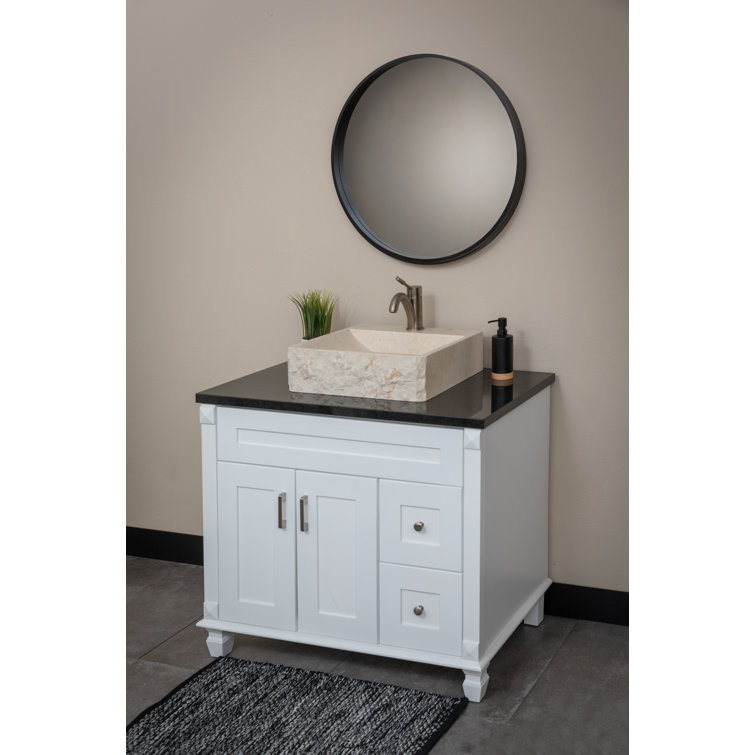 Ivory and Gray Marble Rectangular Bathroom Vessel Sink