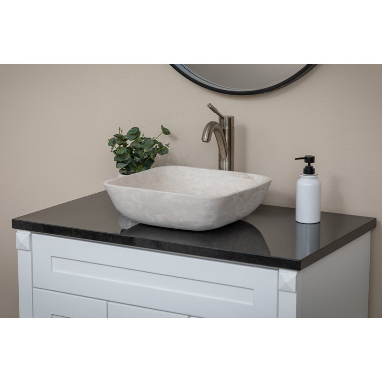 Creamy White Marble Square Bathroom Vessel Sink