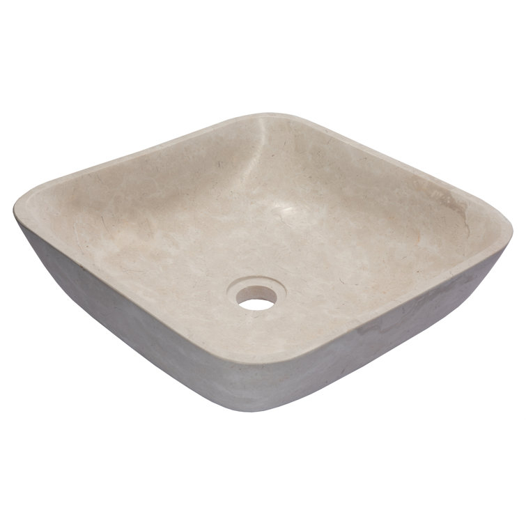 Creamy White Marble Square Bathroom Vessel Sink