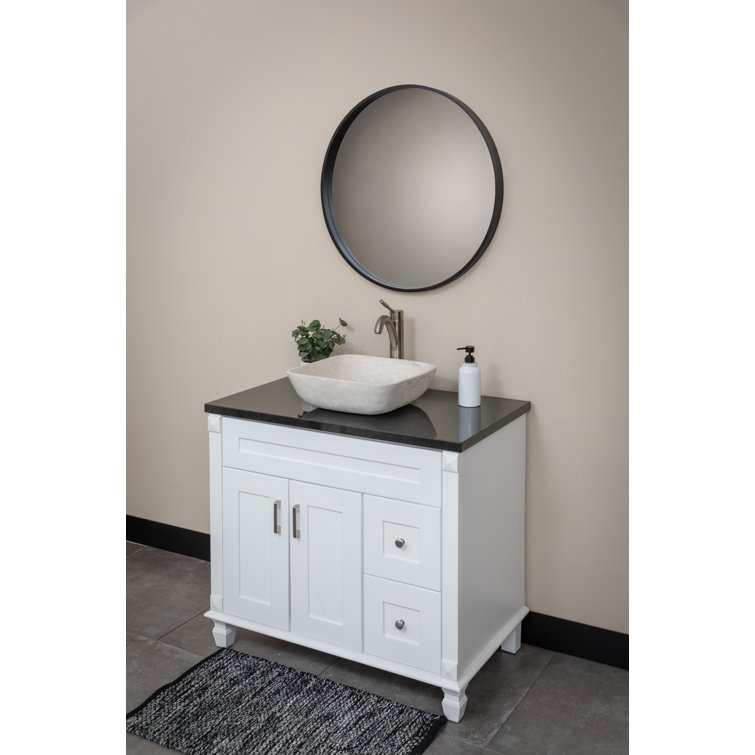 Creamy White Marble Square Bathroom Vessel Sink