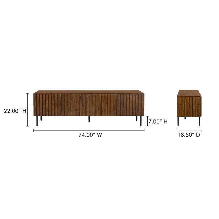 Emelio 74'' Dark Brown Acacia Wood Media Console